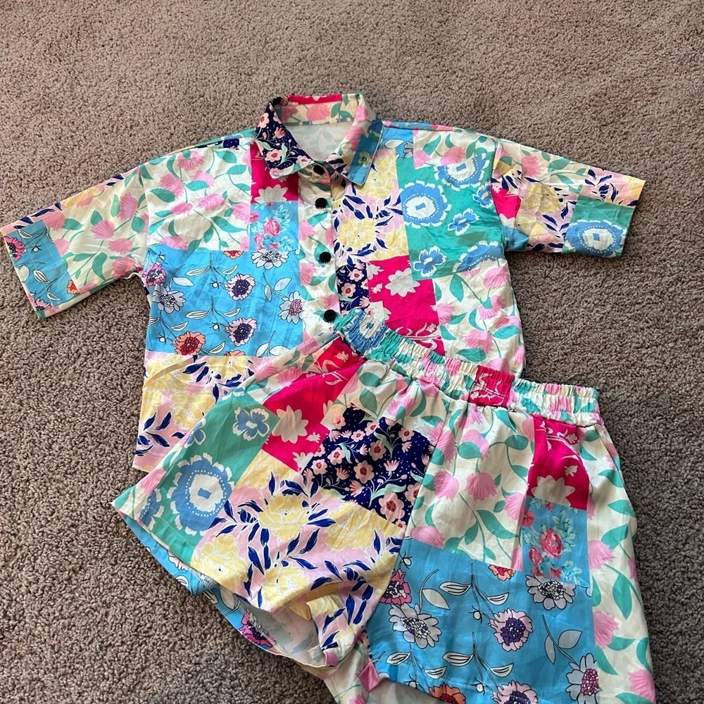 Floral Patchwork Women’s Pajama Set Size S